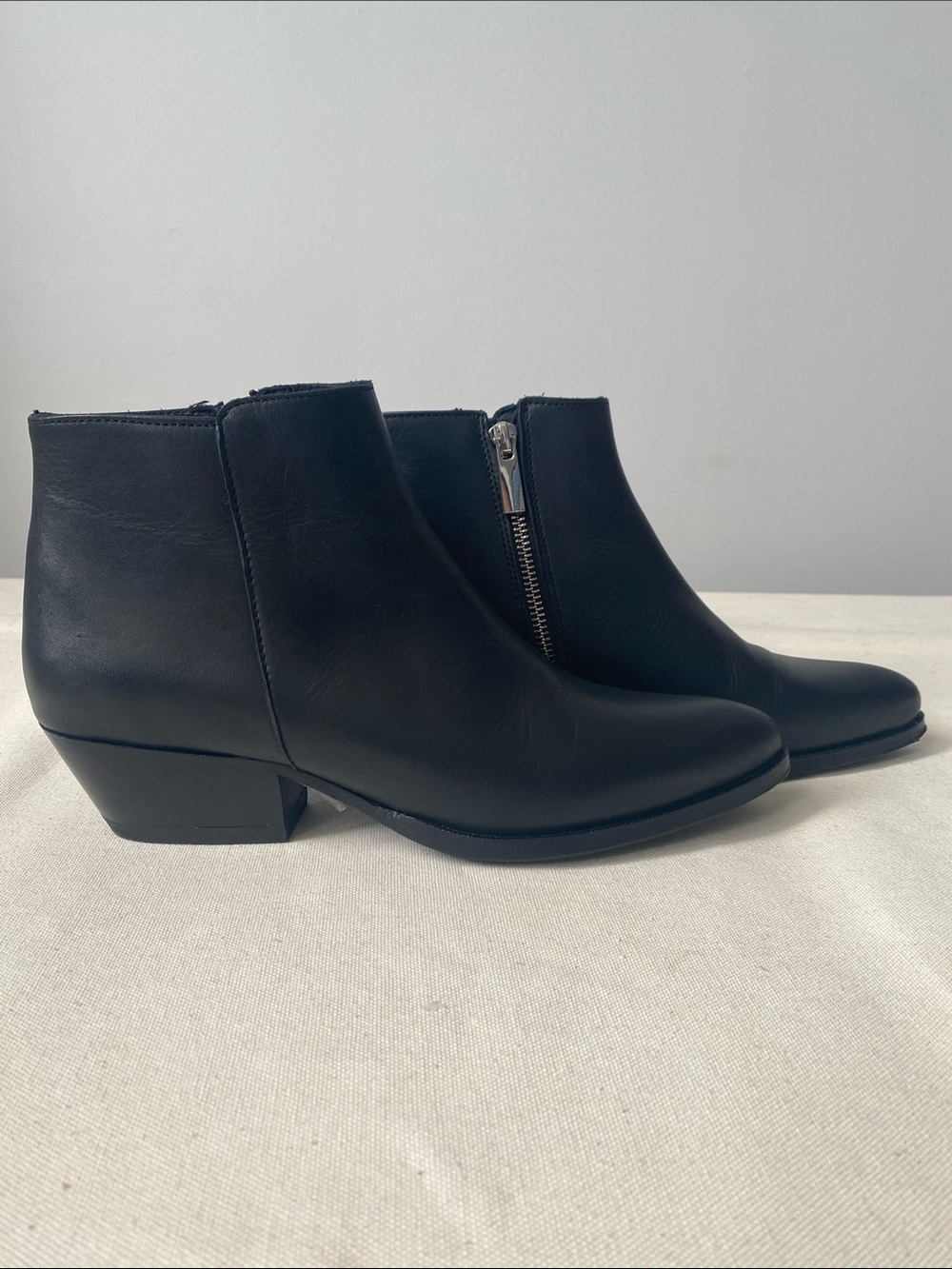Thursday Classic Black Leather Ankle Boot with Side Zip